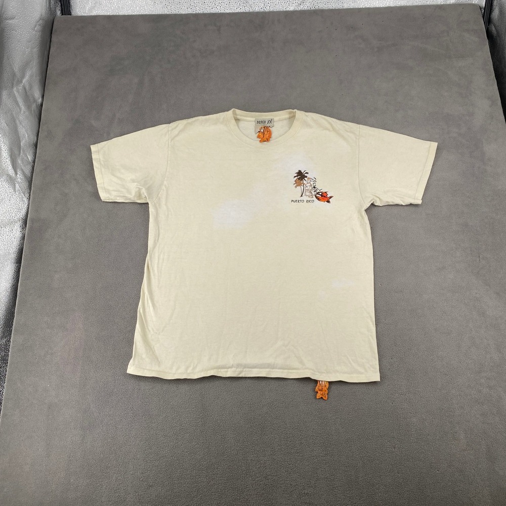 Pirana Joe Puerto Rico Graphic T-Shirt Cream Short Sleeve Mens Large 6416